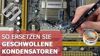 🔬 Schwollene Kondensatoren ersetzen Anleitung für Motherboard PCNetzteil und Grafikkarte [upl. by Aisayn]