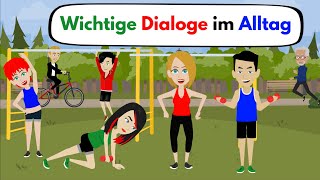 Deutsch lernen  Wichtige Dialoge im Alltag  Wortschatz und wichtige Verben [upl. by Greiner]