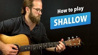 🎸 Shallow • guitar lesson w intro fingerpicking riff chords and more A Star is Born [upl. by Ecirtaeb]