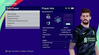 Efootball 2024 Alisson Stats Liverpool [upl. by Legnaros]