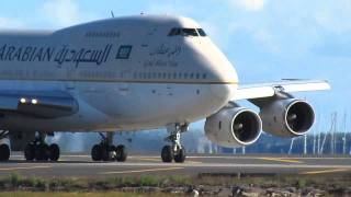 Saudi Arabian Airlines Boeing 747SP Arrives In Boston HD  091811 [upl. by Yawnoc306]