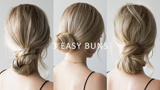 HOW TO 3 EASY Low Bun Hairstyles 💕 Perfect for Prom Weddings Work [upl. by Lecram]