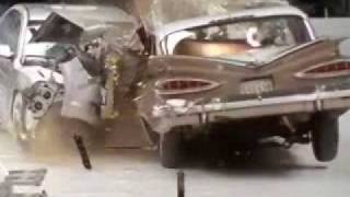 Crash Test 1959 Chevrolet Bel Air VS 2009 Chevrolet Malibu Frontal Offset IIHS 50th Anniversary [upl. by Fleischer]