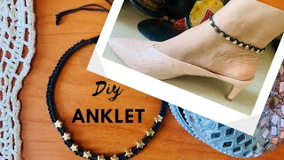 Diy anklet  Anklet ideas  How to make anklet  adjustable diy anklet  Nylon cord anklet  Macrame [upl. by Brunn]