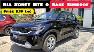 Sonet HTE Optional 2024🔥Price 819₹ Lac❣️Colour Black Walkround 🙏VFM✅Base Model मै Sunroof Kia Sonet [upl. by Yantruoc]