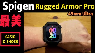 Spigen Rugged Armor Apple Watch Ultra 黑色 陽剛 四角 一體式 運動型保護殼 CASIO GShock AMBAND Elkson 小豪 保護貼 最便宜 最漂亮 [upl. by Adleme138]