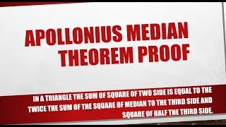 Apollonius Median Theorem proof  Geometry  Kamaldheeriya [upl. by Ellemaj]