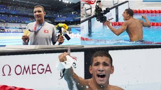 18 yr Tunisians Ahmed Hafnaoui’s Family reaction Olympic Tokyo2020 Swimmimng Ahmed Tunisia [upl. by Lupee]