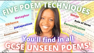 Five Literature Techniques Youll Find In ANY Unseen Poem  GCSE Poetry Devices  Free Revision Pack [upl. by Stig528]