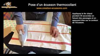 écusson thermocollant  comment le poser sur un Tshirt ou textile  CREATIONECUSSONSCOM [upl. by Olly]