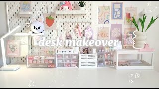 Pinterest Inspired Desk Makeover  Aesthetic accessories  huge IKEA haul🌷🧸 [upl. by Garlanda]