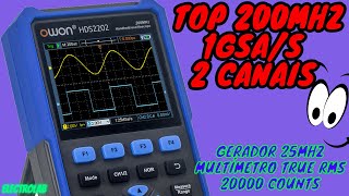 SUPER TOP osciloscópio de 200MHz Owon HDS2202S  2ch  1GSas  Gerador de funções  Multímetro [upl. by Shifra403]