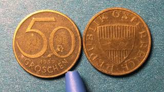 Austria 50 Groschen 1959  First Year of Issue [upl. by Llerrud]