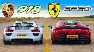 Ferrari SF90 v Porsche 918 Spyder DRAG RACE [upl. by Euqcaj662]