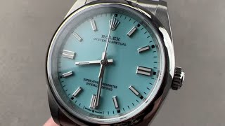 Rolex Oyster Perpetual 36mm Turquoise quotTiffanyquot Blue 126000 Rolex Watch Review [upl. by Ynneg]