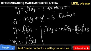 IMPLICIT DEFFERENTIATION  IMPLICIT FUNCTIONS  CALCULUS  MATHEMATICS  FOR AFRICA 🌍 [upl. by Bail170]