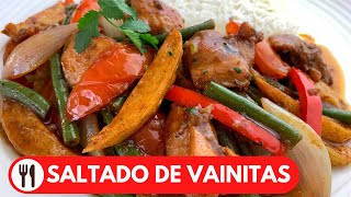 🇵🇪 SALTADO DE VAINITAS CON POLLO  RECETA PERUANA [upl. by Nnybor]