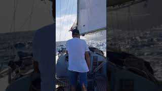 Setting and dropping a symmetrical spinnaker singlehanded  timelapse [upl. by Enneyehs]