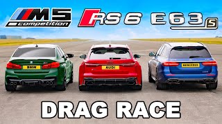 750hp BMW M5 v 750hp RS6 v 810hp AMG E63 S DRAG RACE [upl. by Asiral]