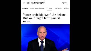 The Washington Post grudgingly admits JD Vance won the debate but says Walz “gained more” [upl. by Rehpotsrihc]