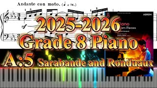 ABRSM Piano Grade 8 20252026 A5 Sarabande and Ronduaux from Partita No2 in C minor BWV 826 [upl. by Alisander]