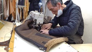 Sheepskin Jacket Making Process Leather Craftsman With 40 Years of Experience in Korea [upl. by Lertnahs]