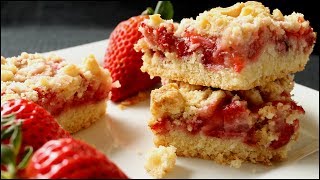 Strawberry Crumb Bars  Crumb Bars Recipe [upl. by Enneiviv]