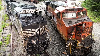 RUNAWAY Locomotive and HeadOn Collision in Rome Georgia  BNSF and Norfolk Southern Railway [upl. by Ellsworth]