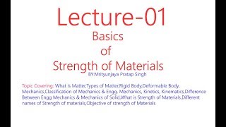 Introduction to Strength of materials  Strength of materials L01  Mechtube India [upl. by Sldney]