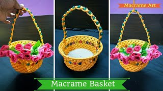 How to make Macrame Basket  Macrame Art diy tutorial [upl. by Adaran]