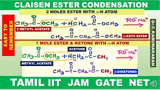 TAMIL CLAISEN CONDENSATION REACTION MECHANISM ESTER WITH ALPHA HYDROGEN BETA KETO ESTER DIKETONE [upl. by Ykcin]