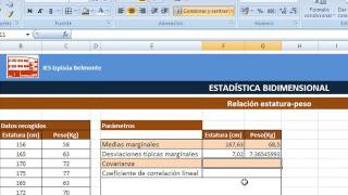 Cálculo de parámetros de estadística bidimensional con Excel [upl. by Tebasile723]