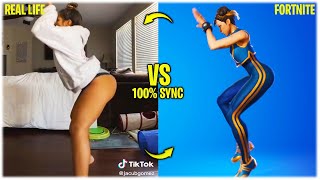 FORTNITE DANCES IN REAL LIFE 100 SYNC Hit It Get Griddy Rollie Blinding Lights Say So ❤️ [upl. by Acyssej]