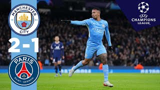 Man City Highlights  City 21 PSG  Manchester City into the last 16 of the Champions League [upl. by Ellison]