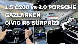 Mercedes C200 4Matic vs Porsche Macan Otoban Gazlamasına Civic Rs Sürprizi [upl. by Anillehs]