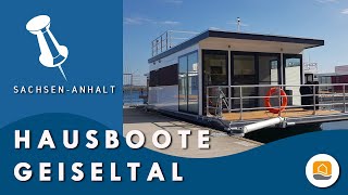 Hausboote auf dem Geiseltalsee in SachsenAnhalt Urlaub auf dem Hausboot  floating house [upl. by Bennink]