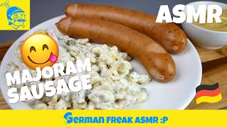 ASMR eating no talking marjoram sausage w noodle salad🇩🇪 [upl. by Grodin]