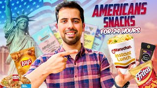 Trying Out American Snacks For 24 Hours  cravingsandcaloriesvlogs [upl. by At]