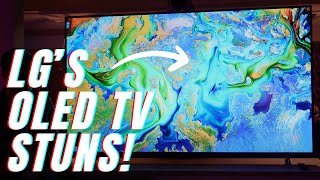 LG G4 OLED and M4 OLED TV Hands On Worlds BRIGHTEST [upl. by Asiulana]