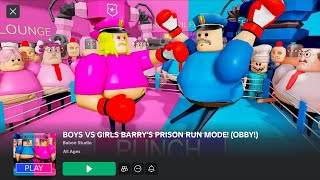 BOYS VS GIRLS BARRYS PRISON RUN MODE Roblox game complete play through [upl. by Aenehs]