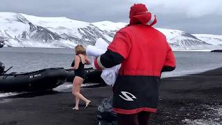 Penguin Plunge Deception Island Antarctica [upl. by Eniretak]