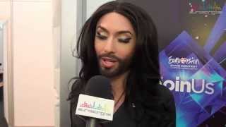 Interview Conchita Wurst in Copenhagen Eurovision 2014 Austria [upl. by Mada]