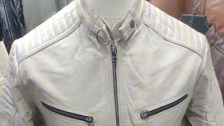 Genuine White leather jacket  Mens Sheepskin leather motorcycle Biker jacket USA [upl. by Nahsed]