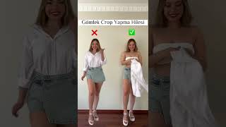 Crop gömlek yapma tüyosu ❤️ shorts shortsvideo [upl. by Lenneuq]