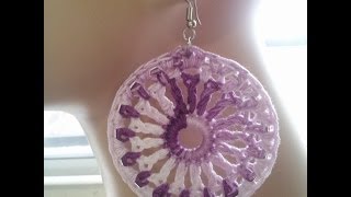 Crochet Tutorial  Earring Motif With Metal Ring Hoop [upl. by Icrad]