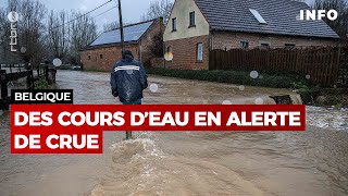 Inondations en Belgique  plusieurs cours deau en alerte de crue  RTBF Info [upl. by Nafis]