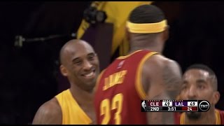 LeBron James misses dunk Kobe Bryant laughs Cleveland Cavaliers at Los Angeles Lakers [upl. by Nylesoy718]