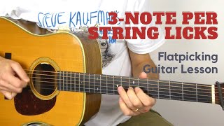 How To Solo With 3 Note Per String Licks Flatpicking Guitar Lesson [upl. by Xylina]