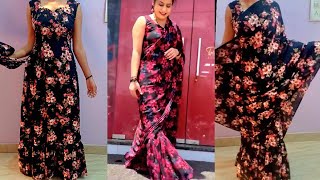 Saree style gown  talented Ritu Ishan Jaisi dress  two in one dress [upl. by Kolosick264]