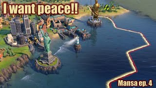 I Chose Peace The Game Chose War Civ 6 Mansa Musa Lets Play ep 4 [upl. by Yatnahc]